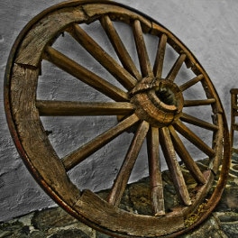 David Gutiérrez, maison de la Vallée d'Agaete, altes Rad im Tal von Agaete, ancient wheel in northern Gran Canaria