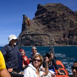 Alex Bramwell, taxi aquatique, water taxi alongside the North West coast of Gran Canaria, Wassertaxi, Agaete