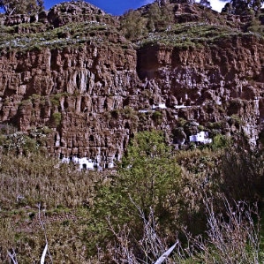 Aussicht von El Hornillo von Octamila, maisons perchées à Agaete, cave houses in Northwest of Gran Canaria, casas cueva en Canarias